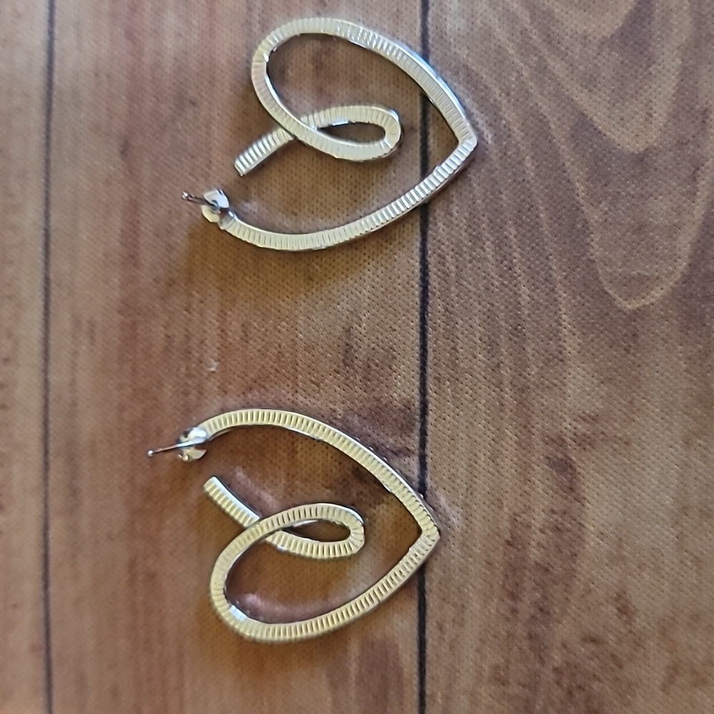 Rhinestone Ear Drop Heart Stud Post Earrings - Picture 3 of 9